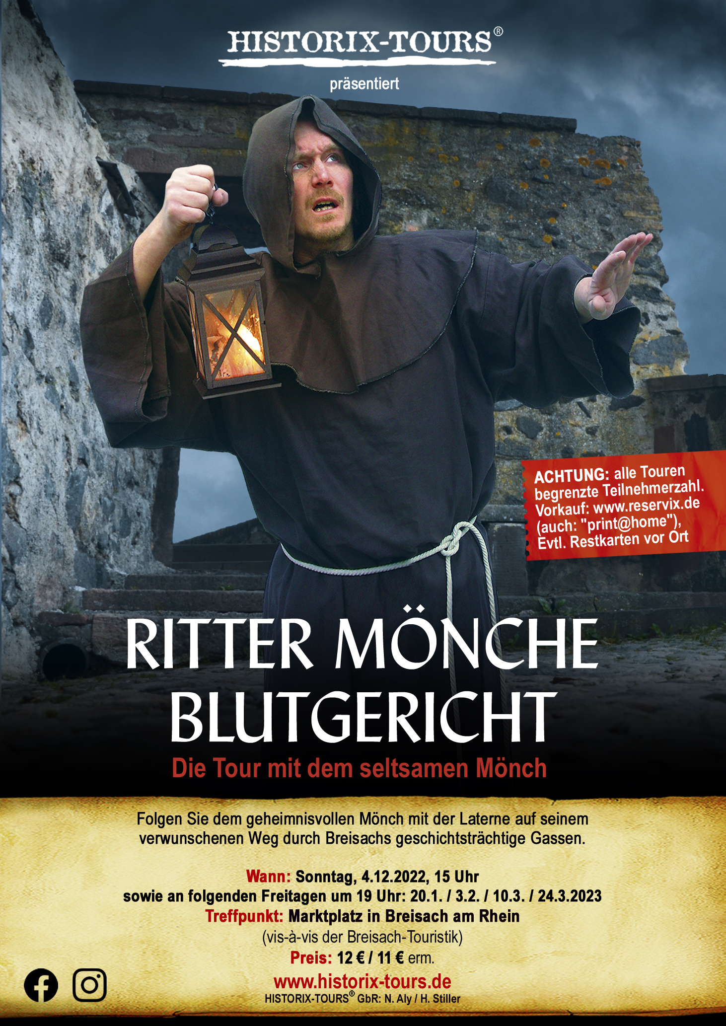 BREISACH: "Ritter, Mönche, Blutgericht" - Theater-Tour mit dem "Seltsamen Mönch" (ohne Anmeldung möglich)